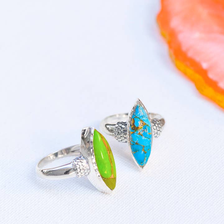 Tiramisu - Wholesale Cocktail/Statement Ring - Blue Copper Turquoise 925 Sterling Silver Ring Jewelry2