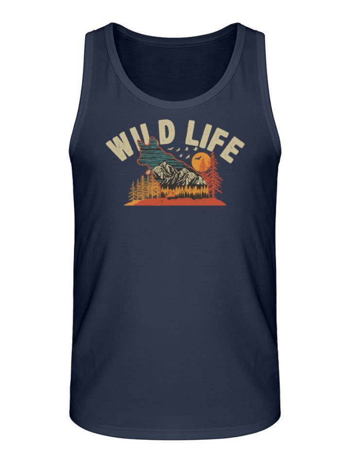 Wild Life Fox premium biologische tanktop voor heren voor wholesale door Uwaldu
