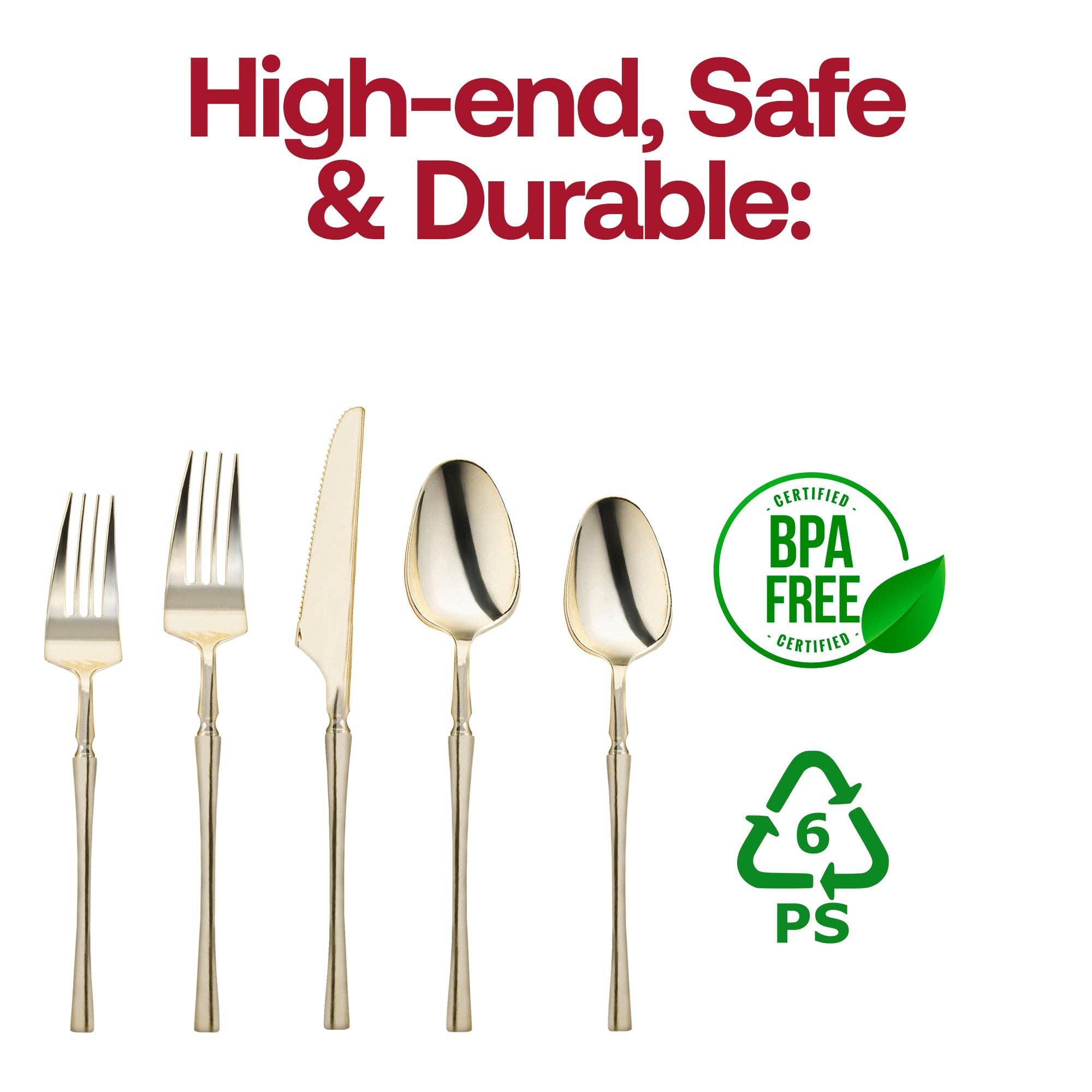 Smarty had a Party – Großhandel Bestecksets – Einweg-Besteckset in glänzendem Gold für 20 Gäste3