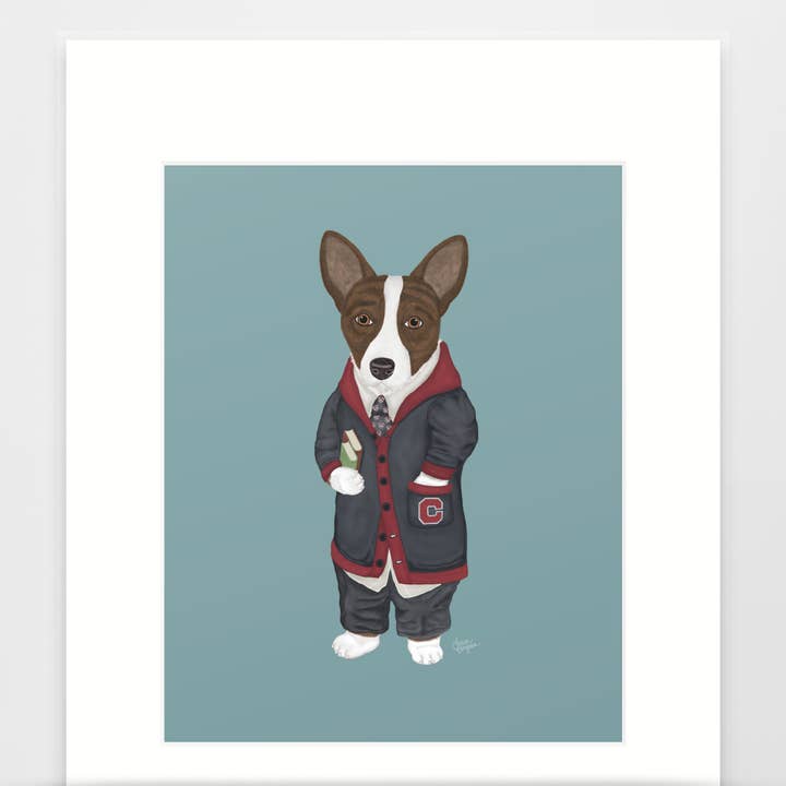 Corgi Hundekunsttryk, Cardigan Corgi, Brindle Edition for engroshandel hos Laura Bergsma Studio