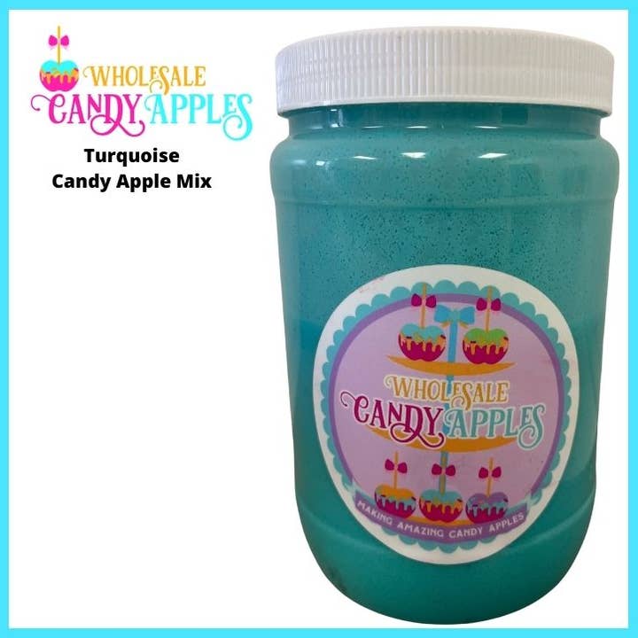 "JUST MIX"-Turquoise Plain Candy Apple- $15.00 each for wholesale by Wholesale Candy Apples