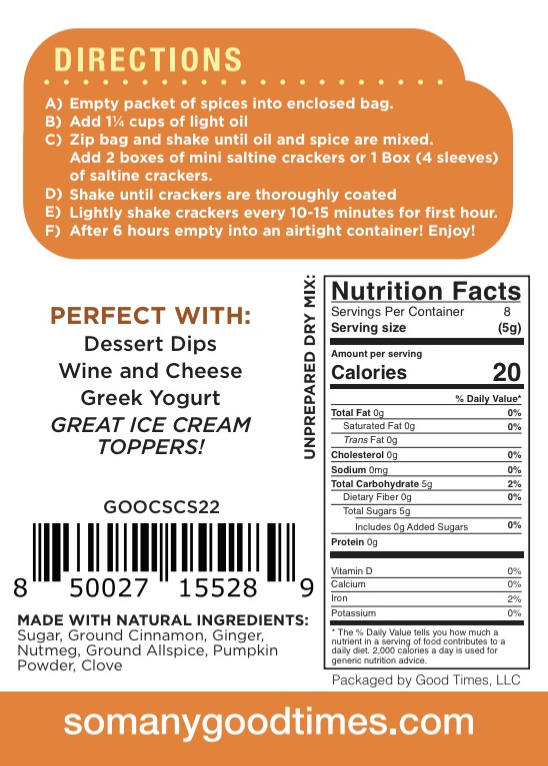 Good Times – wholesale Crackers – Cracker Smack® Cinnamon Sugar - Mixed Case1