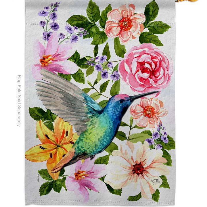 Two Group Flag Co - Wholesale Flag - Colorful Hummingbird Animals Bird Floral Decor Flag