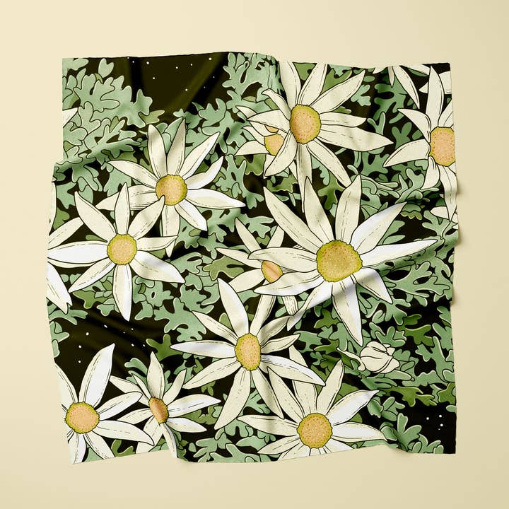 Schal aus 100% Seidentwill (Flanell-Blumendruck) für den Großhandel von Moonshine Madness