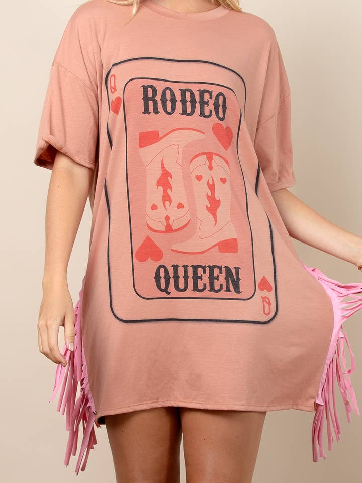 D1593-Queen-Rodeo Queen Card Print Loose Fit Mini Dress for wholesale by Nylon Apparel