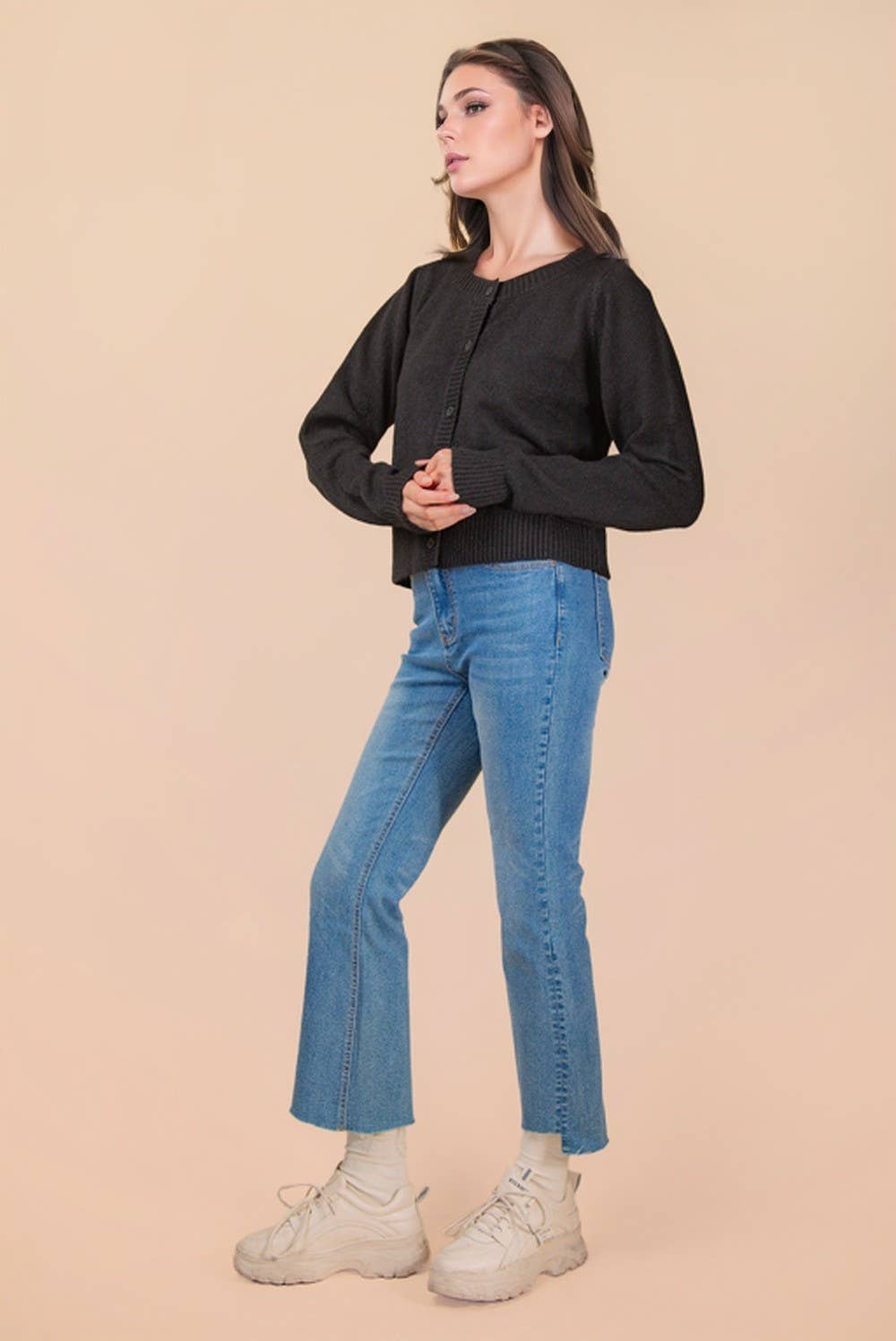 VERY J - Wholesale Cardigan - Women's - 12W3475N-Print & Solid Soft Knit Sweater Cardigan21