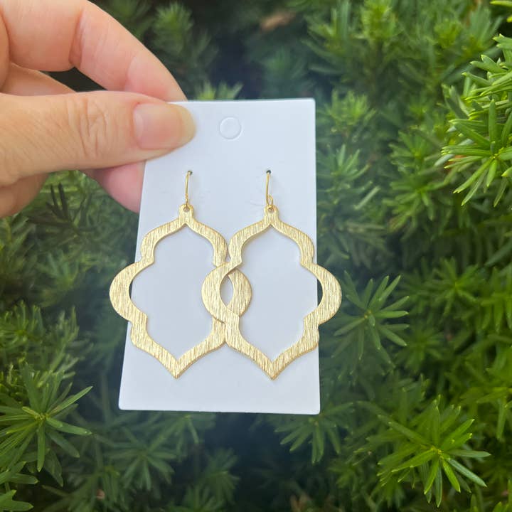Baubles by B - Wholesale Dangle Earrings - Gold Casablana Quatrefoil Metal Earrings