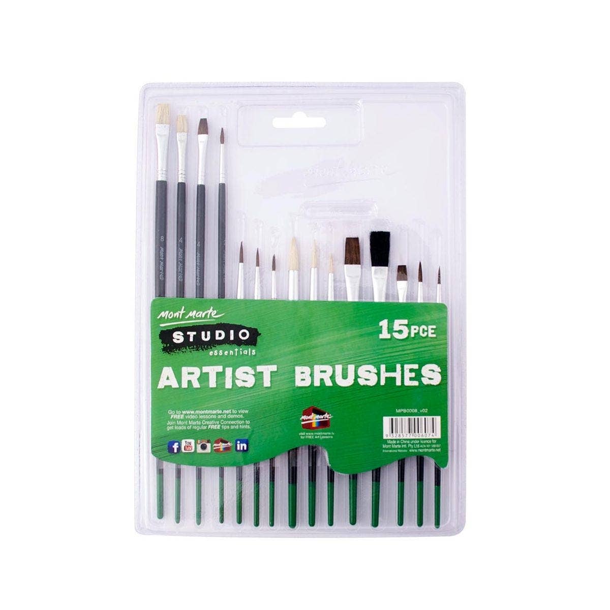 Mont Marte Usa, Inc. - Wholesale Paint/Wax Brush - Silver Series Paint Brush Set 15pce