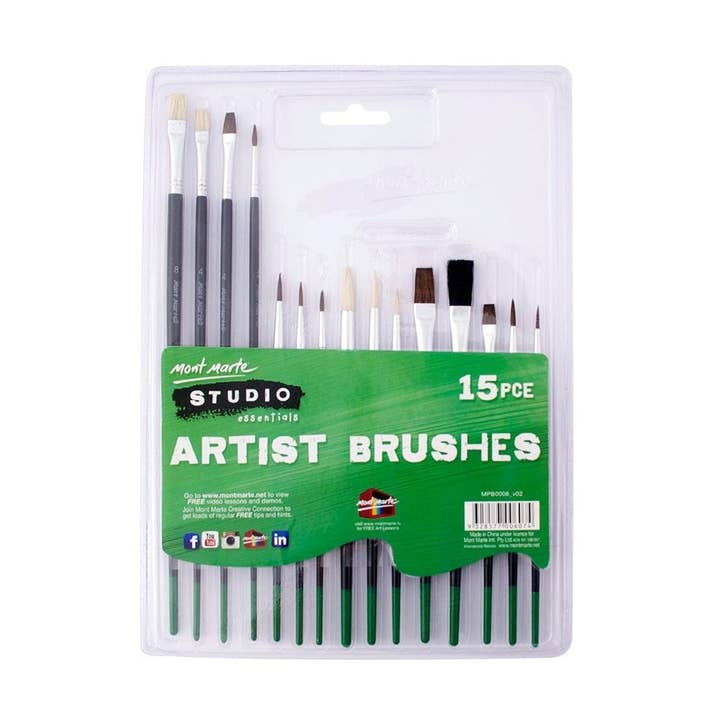 Mont Marte Usa, Inc. - Wholesale Paint/Wax Brush - Silver Series Paint Brush Set 15pce0