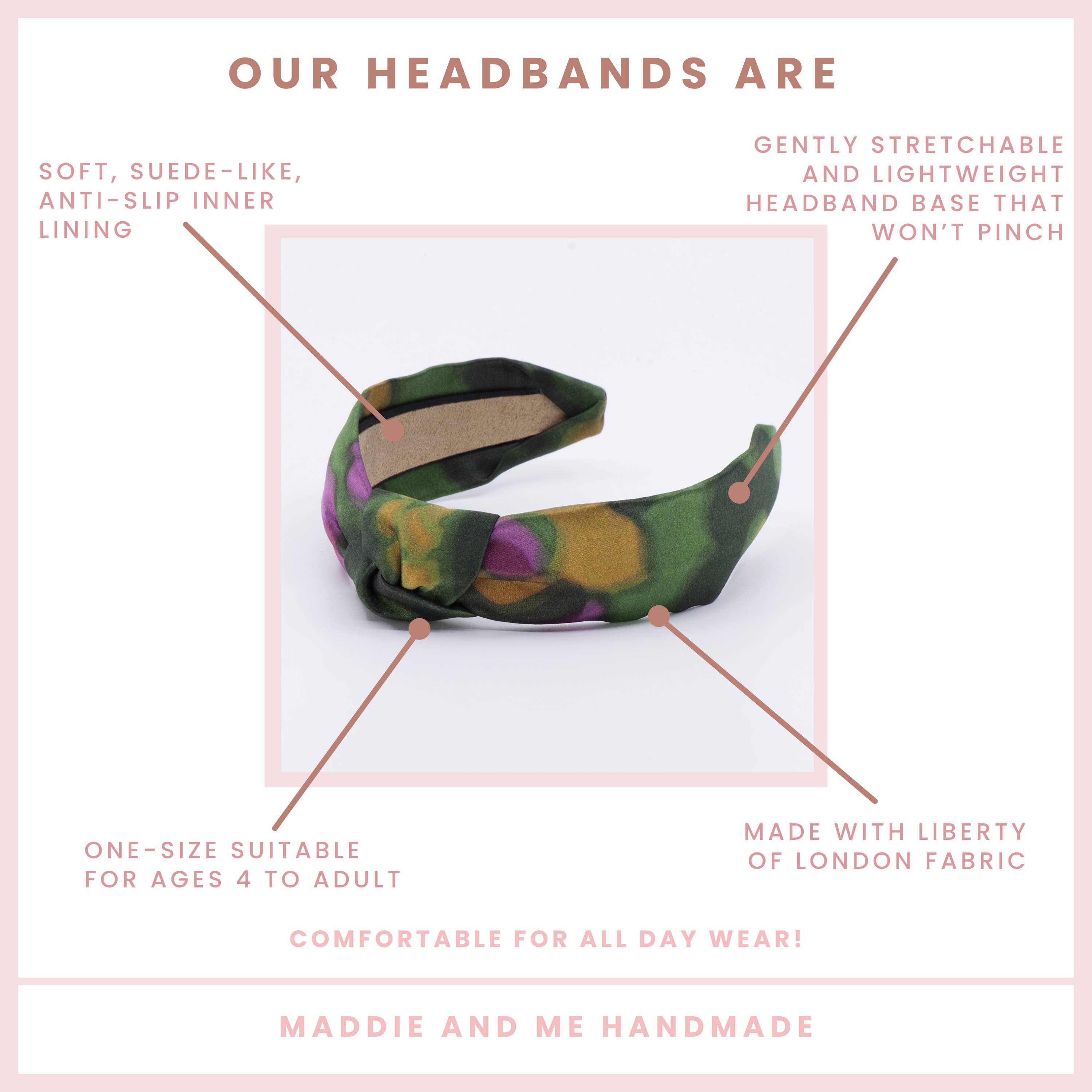 Maddie and Me Handmade - Wholesale Fashion Headband - Women's - Women's 100% Silk Knot Headband | Liberty of London Fabric2