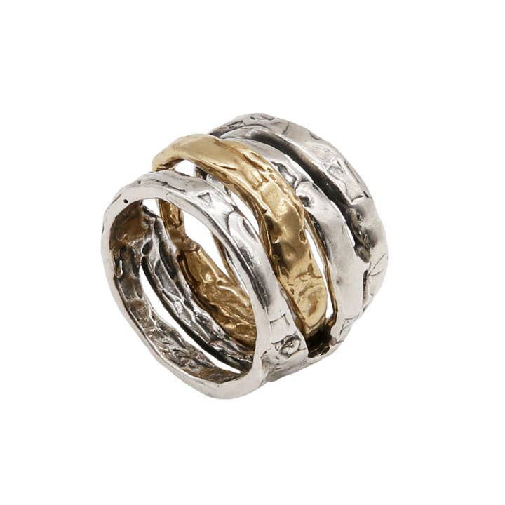Mandile Gioielli - Wholesale Band/Stacked Ring - Unisex 925 silver band ring and bronze element (AR004b)