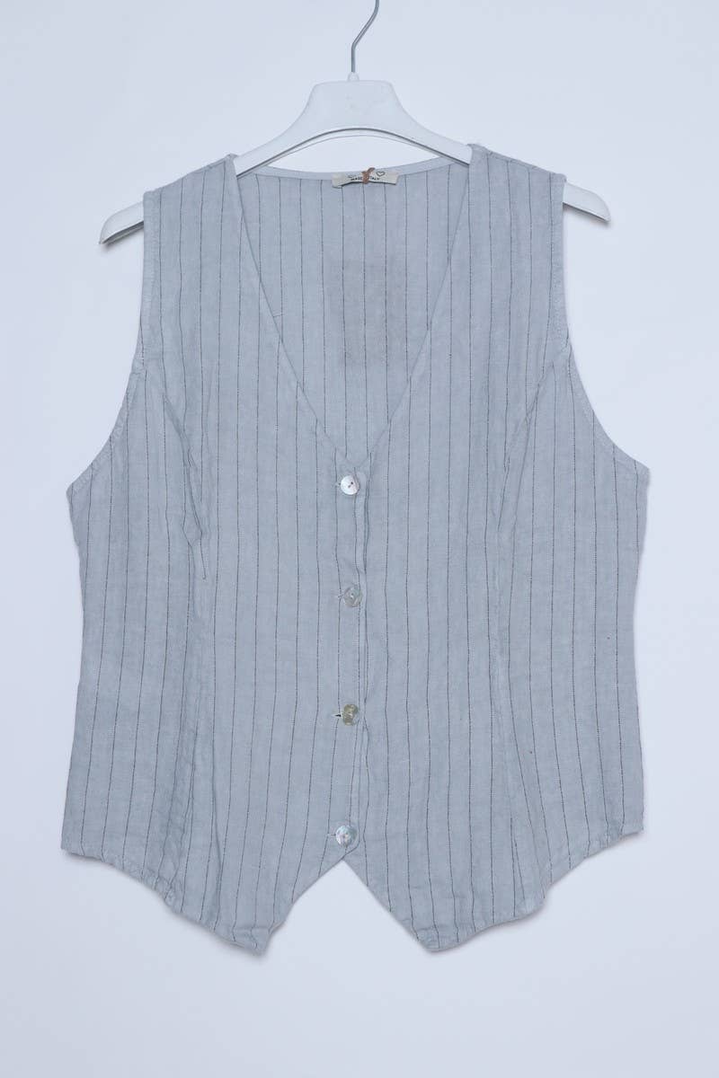 LÉA & LUC - Wholesale Button Down Shirt - Women's - Sleeveless shirt in 100% Linen REF. 51706