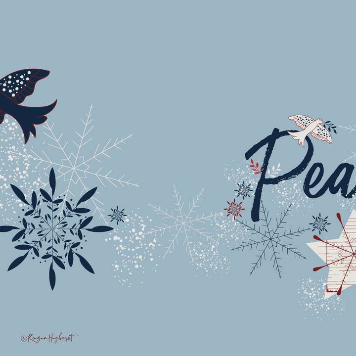 Carte de vœux de Noël d'inspiration vintage Peace pour la vente par The Lone Goat Paper Co.