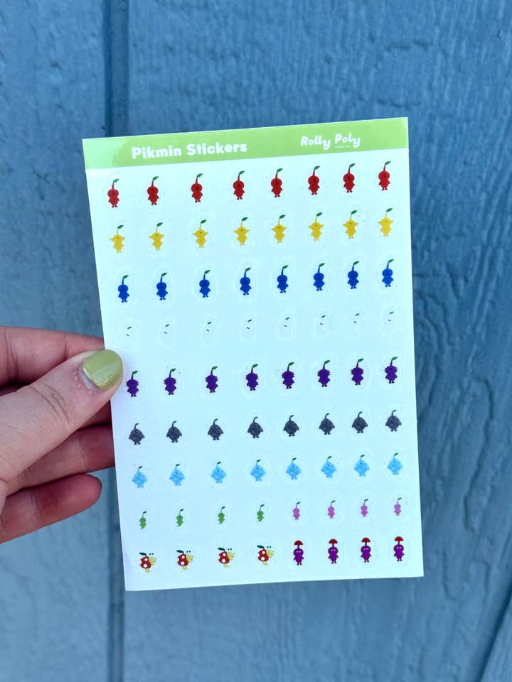 Pikmin Glossy Clear Vinyl Sticker Sheet for wholesale by Rolly Poly Studios