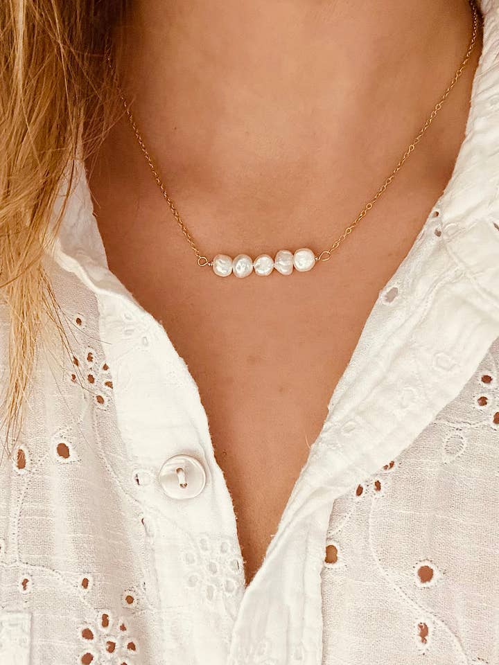 Kirsten Pearl Necklace in Gold Fill or Sterling Silver for wholesale by Alison Brooke Designs