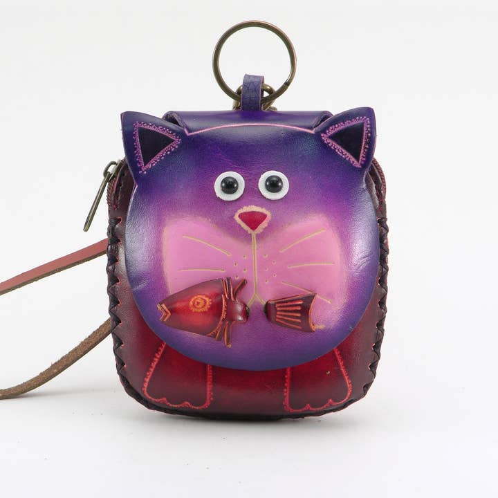 Sunflower Handmade leather inc - Wholesale Coin Purse - Women's - E502 Handmade Leather Cat Wristlet Coin purse wallet6