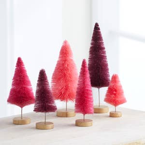 Tiny Bottle Brush Christmas Trees on Vintage Wood Spools