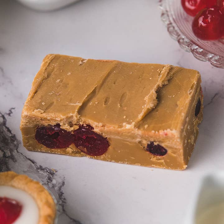 Cherry Bakewell Fudge for wholesale by Ochil Fudge