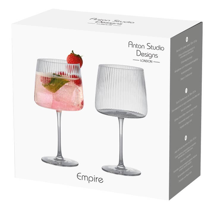 Anton Studio Designs - Wholesale Cocktail/Liquor Glass - Set of 2 Empire Clear Gin Glasses - Cocktail Glass Set