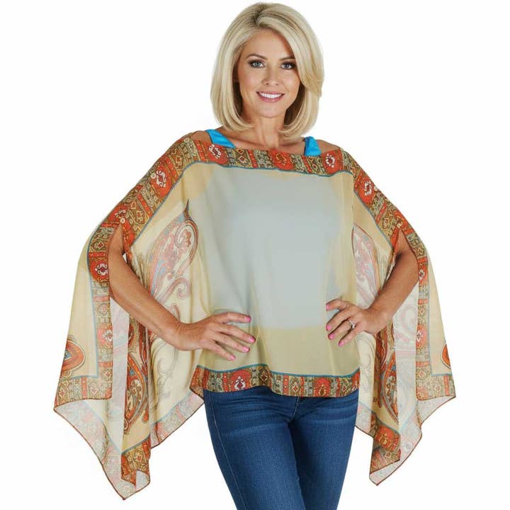 The Magic Scarf Company - Vendita all'ingrosso Poncho - Donna - Poncho/Cappa setosa con sei bottoni17