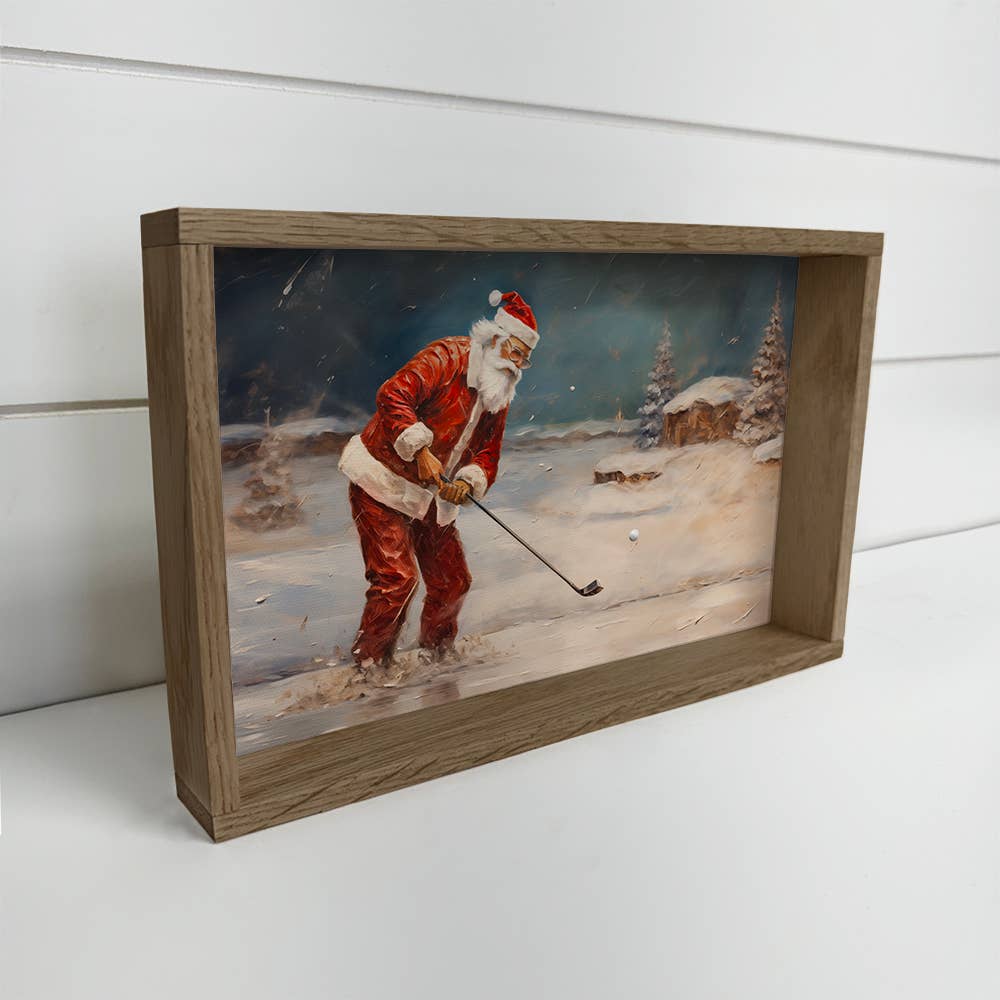 Hangout Home - Wholesale Art Print - Santa Playing Golf in the Snow - Funny Santa Canvas Art 0