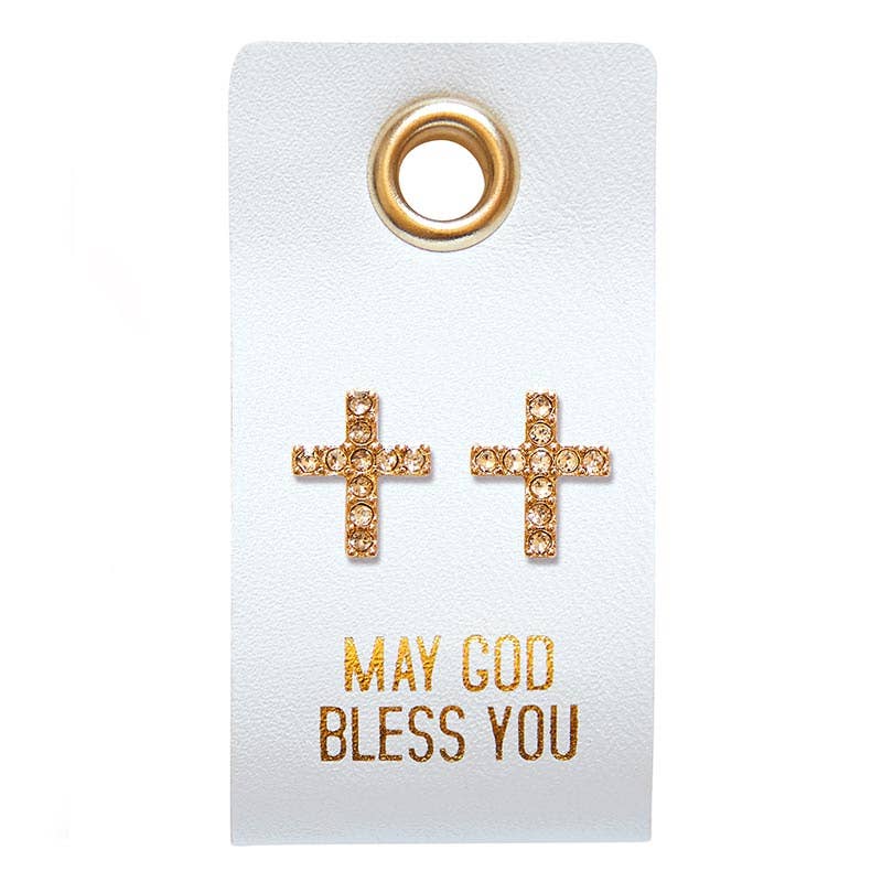 Faithworks by Creative Brands - Wholesale Stud/Post Earrings - Stud Earrings - May God Bless You - Straight Cross0