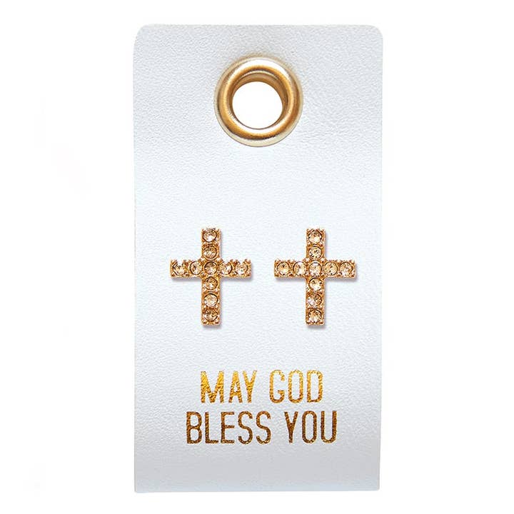 Faithworks by Creative Brands - Wholesale Stud/Post Earrings - Stud Earrings - May God Bless You - Straight Cross