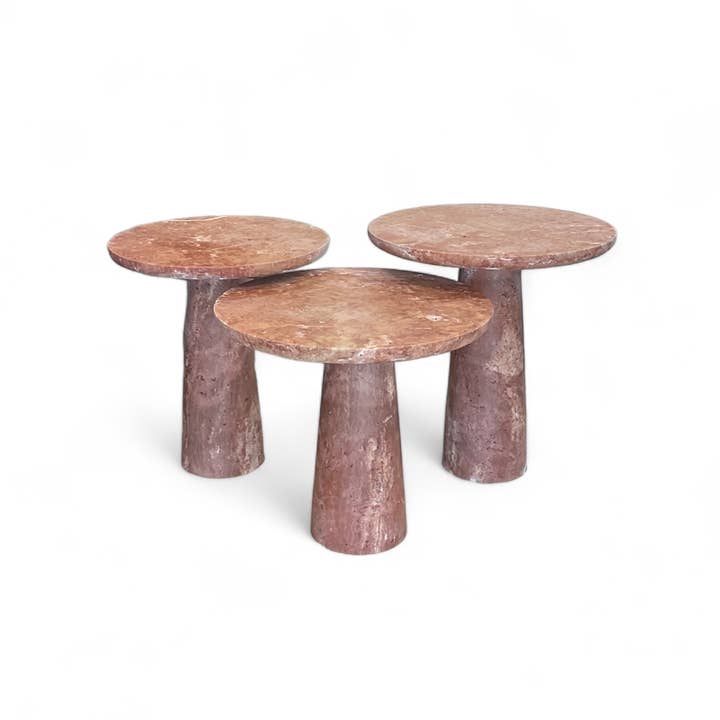 HAAND Craft - Wholesale Side Table - IDE Red Travertine Side Tables - Combine for Coffee Table