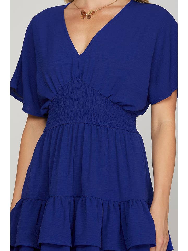 ROUSSEAU - Vendita all'ingrosso Vestito - Donna - ABITO MINI A BALZE CON SCOLLO A V EFFETTO SMOCKED UNICO6