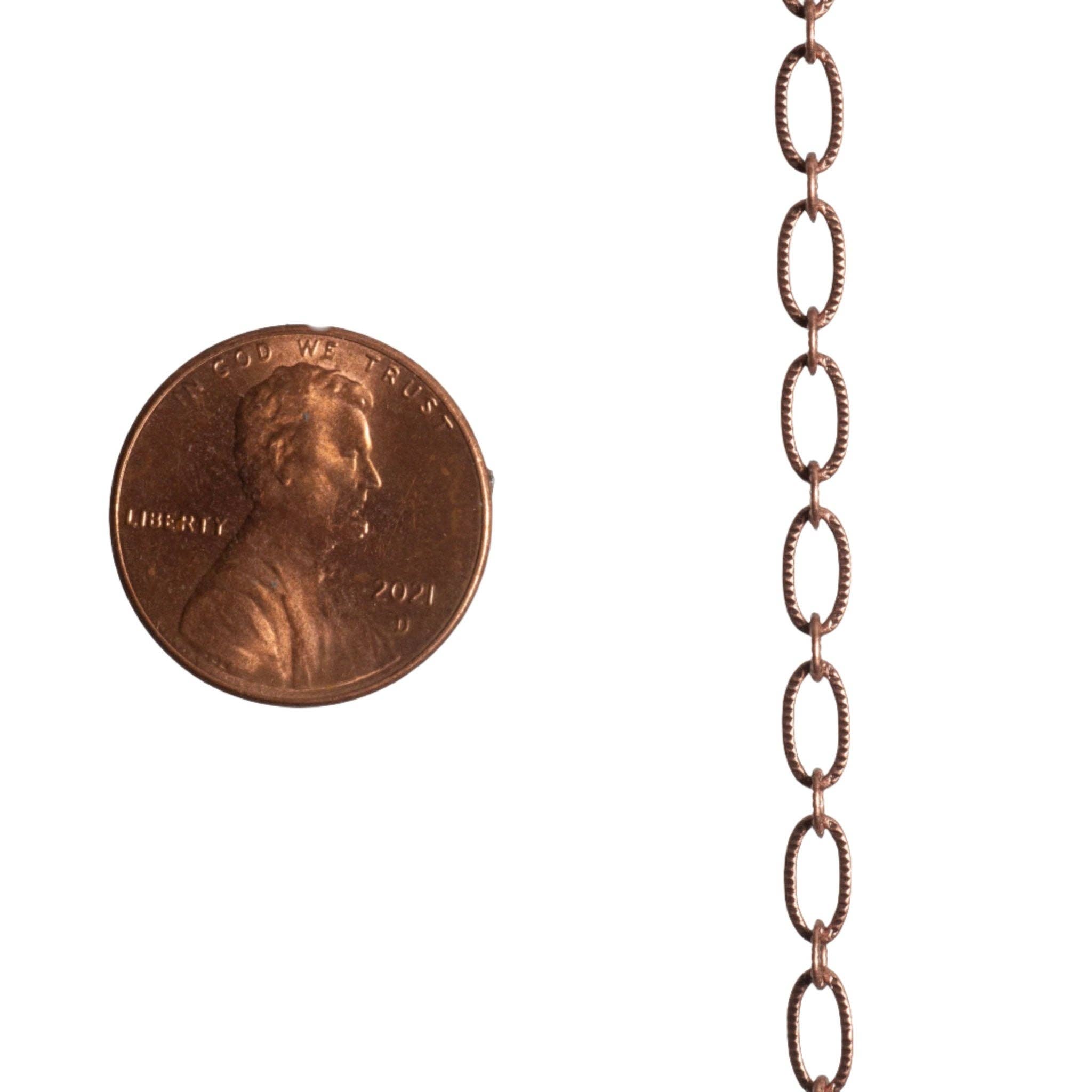 Continental Beads - Wholesale Craft Supplies - 6.4mm x 3mm Textured Oval Cable Chain Sold by The Foot - CH 82012