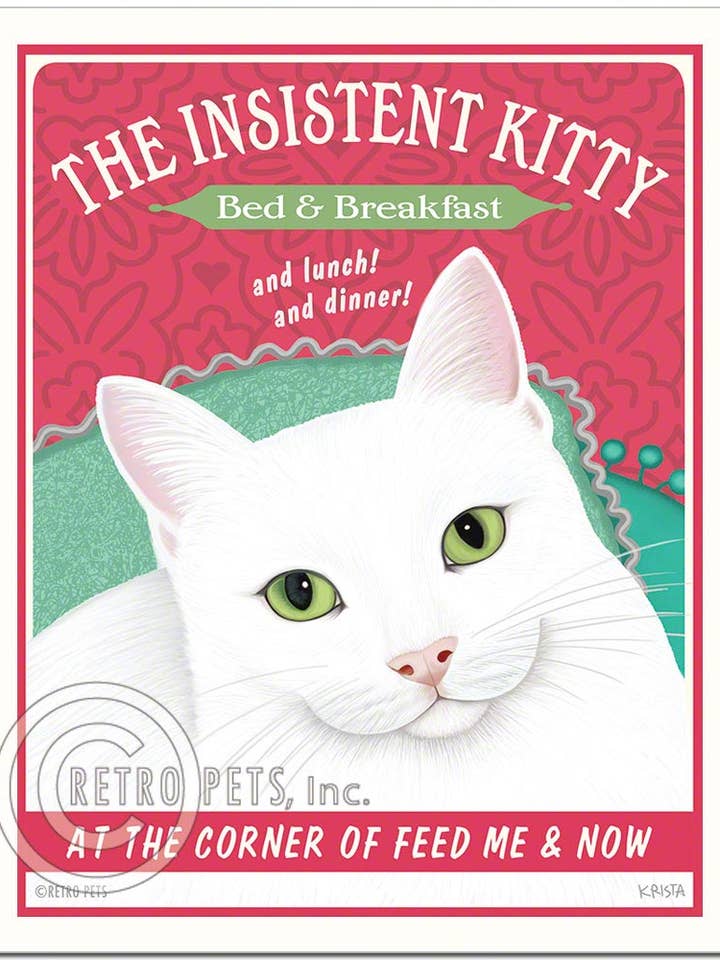 Stampa artistica con gatto «Insistent Kitty», motivo: F-105, 8 x 10 cm per la vendita all'ingrosso da parte di Retro Pets