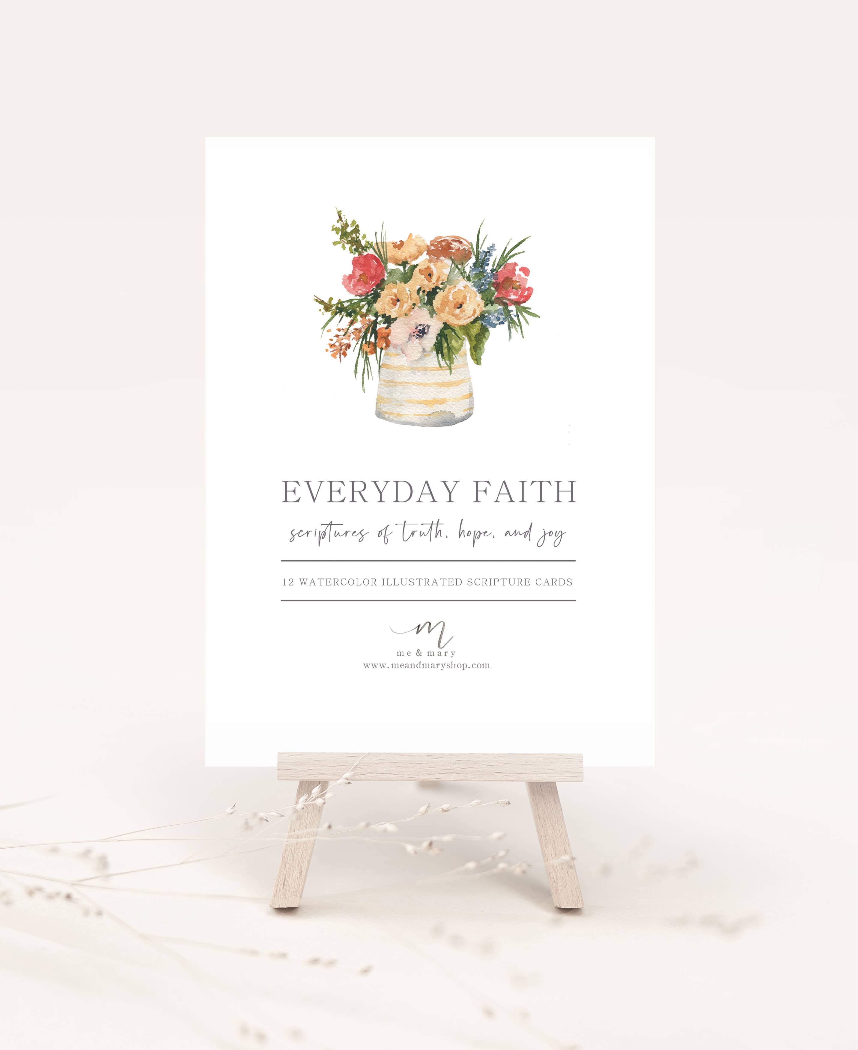 Me and Mary Shop - Wholesale Stationery/Notecard Set - Watercolor Bible Verse Cards – Floral Scripture Set