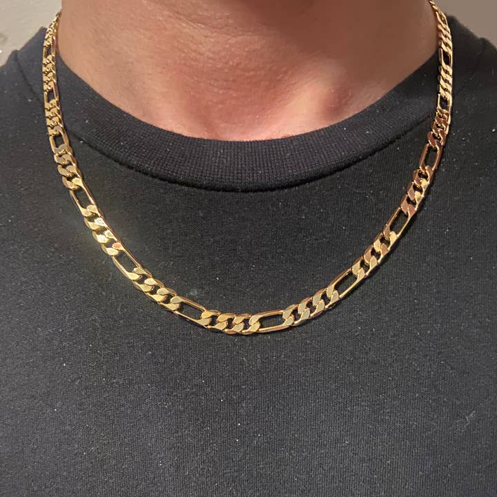 Prestige Jewelry - Venta al por mayor Collares de cadenas y eslabones - Cadena Figaro de Oro Macizo de 14k de 20 pulgadas y 6 mm