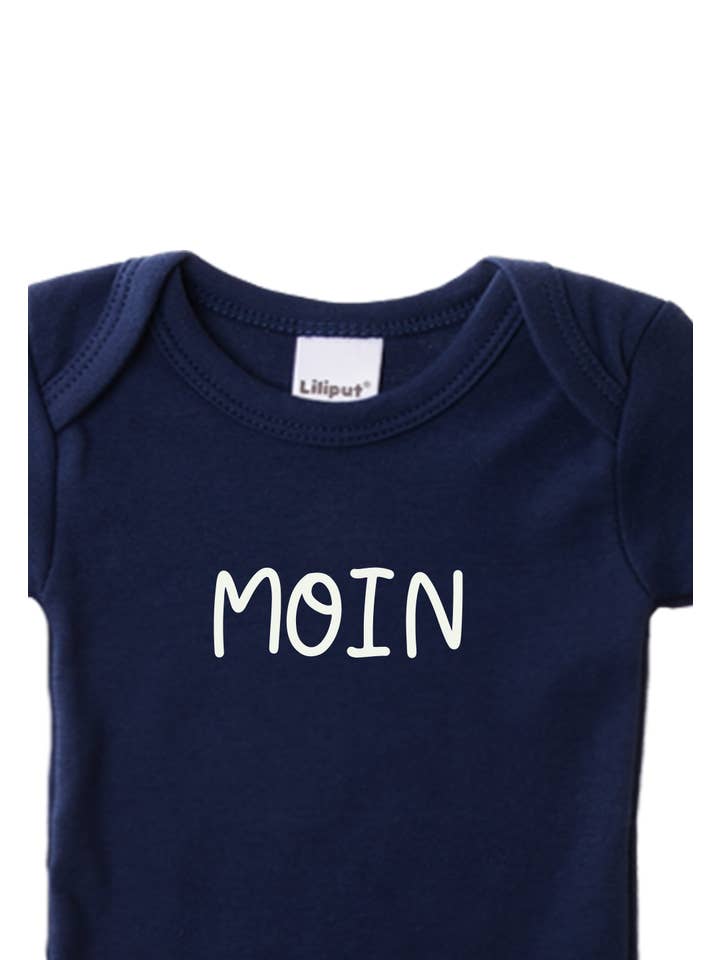 Liliput - Wholesale Bodysuit (Non-Footed) - Baby - 2-pack of short-sleeve V-neck bodysuits in navy and gray with "Moin" print4