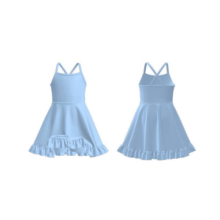 Auraquise - Wholesale Athletic Dress - Kids - Girls Summer Outdoor Solid Color Soft Athletic Dress