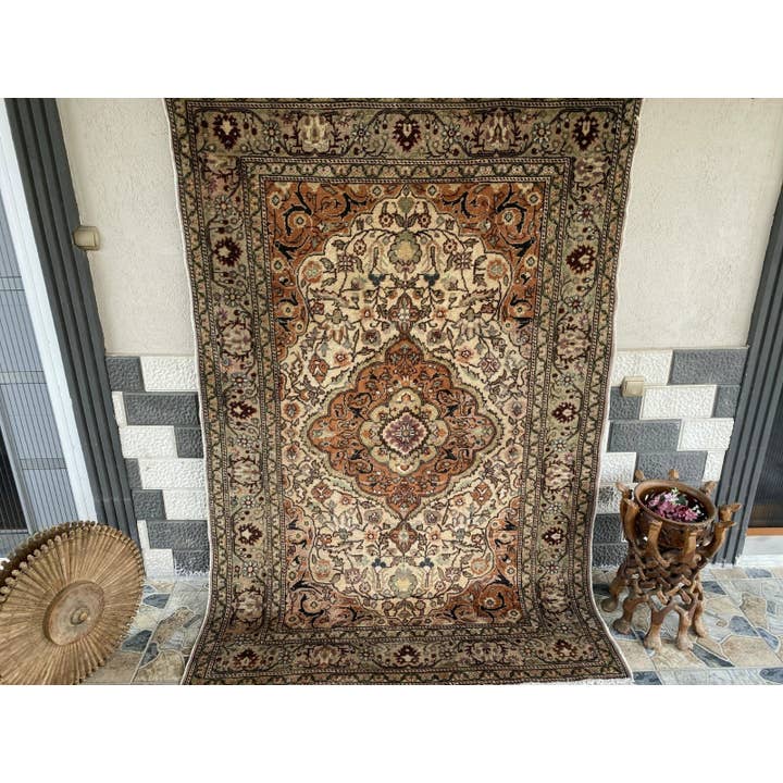 Handmade Turkish Vintage 1970s Wool Tribal Area Rustic Rug for wholesale by Oushak Rugs
