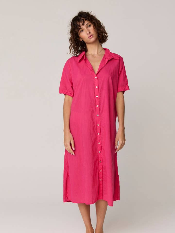 DEVOILE SHIRT DRESS - RASPBERRY for wholesale by Primness