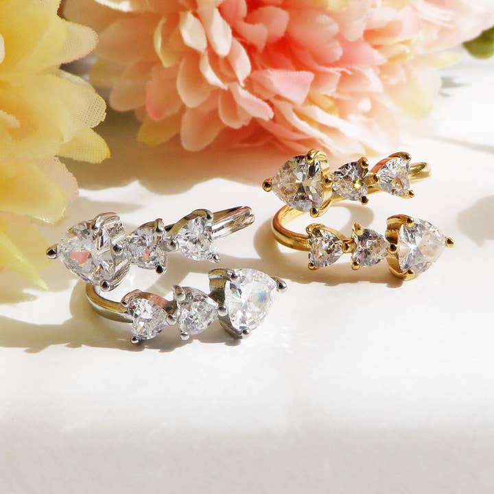 Daemon srls - Wholesale Multi-Stone Ring - CHERIE Contrariè - Anello regolabile in ACCIAIO inossidabile con cubic zirconia a forma di cuore contrariè1