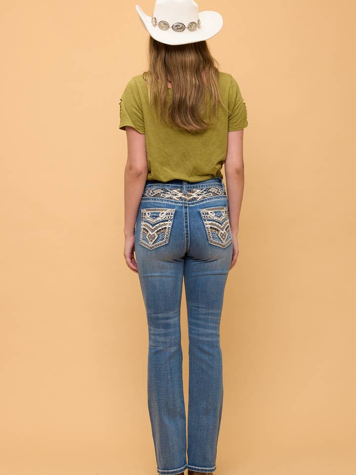 WT-782 BOOTCUT STRETCHY WOMEN'S BLING JEANS WESTFIELD EAGLE for wholesale by Denim Zone U.S.A.