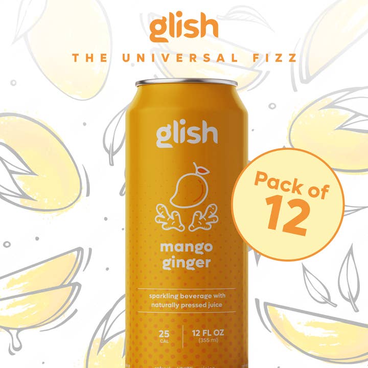 Mango Ginger - 12 case pack (Sparkling Water) for wholesale by Glish - The Universal Fizz