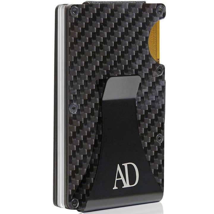 Zwarte koolstofvezel Portemonnee voor heren met RFID-bescherming in carbonfiber en aluminium voor groothandel op Faire