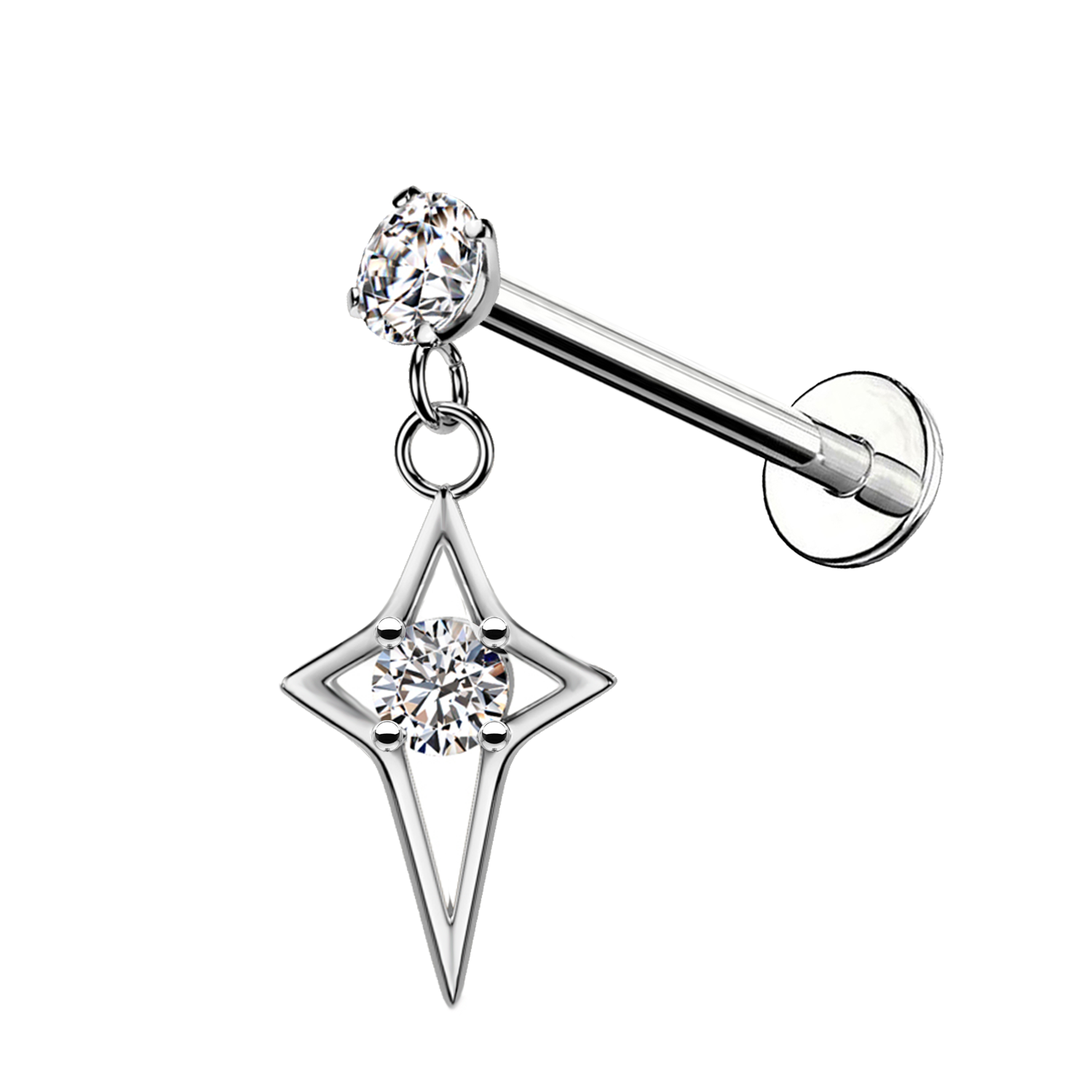 Awaken - Wholesale Single Earring - Labret Pendant Piercing with Star and Crystal0