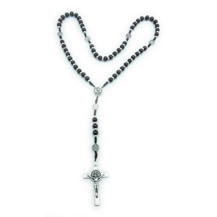 Costa Articoli Religiosi - Wholesale Prayer beads necklace - Saint Benedict wooden rosary with purse3