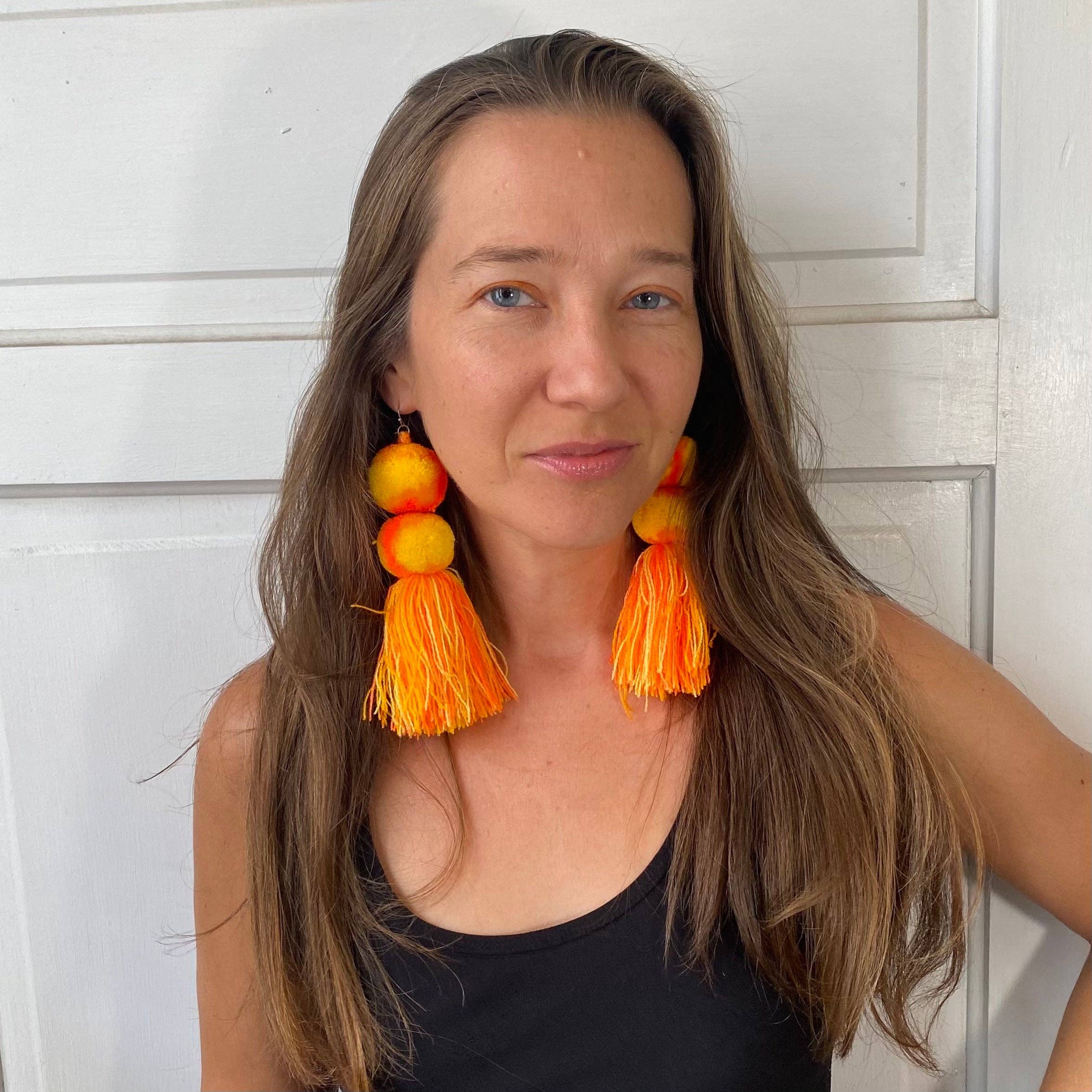 SWIETstuff - Wholesale Tassel Earrings - Tie-Dye Pompom Earrings12