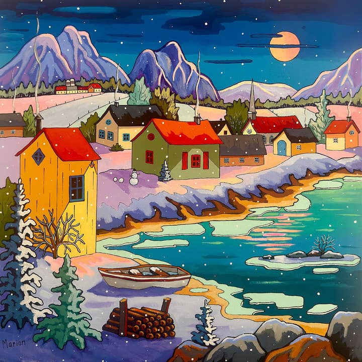 Moonlit Winter Village 500 Jigsaw Piece for wholesale by Springbok Puzzle