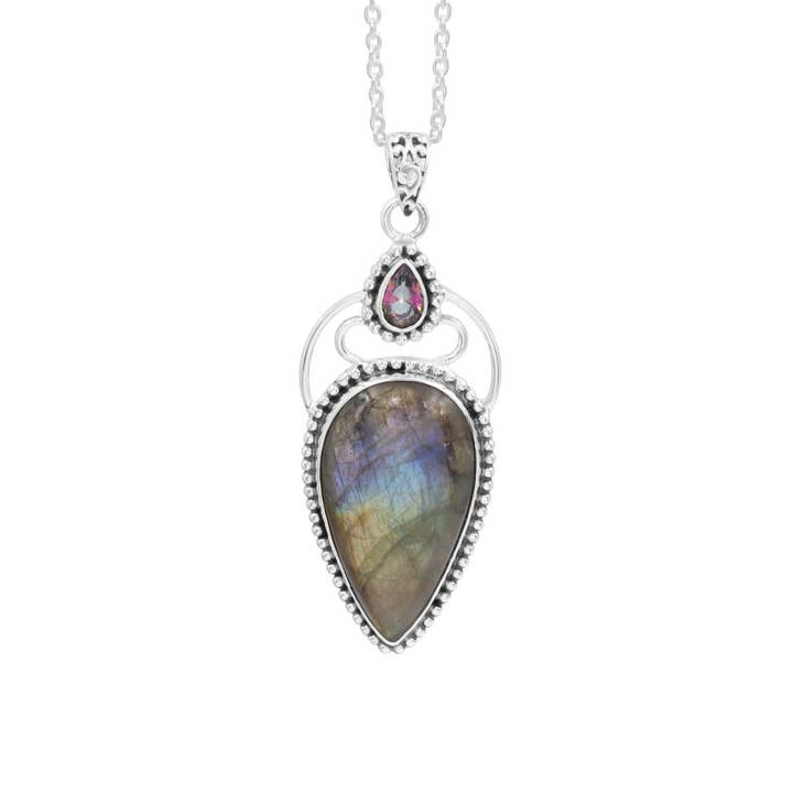 Quartz mystique en labradorite : Pendentif en argent 925 iridescent pour la vente par Jay Jools