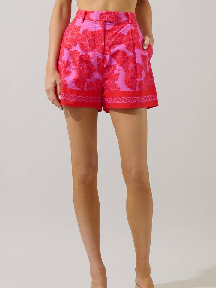 Rency Floral Arvery Pleated Shorts for wholesale by Sugarlips