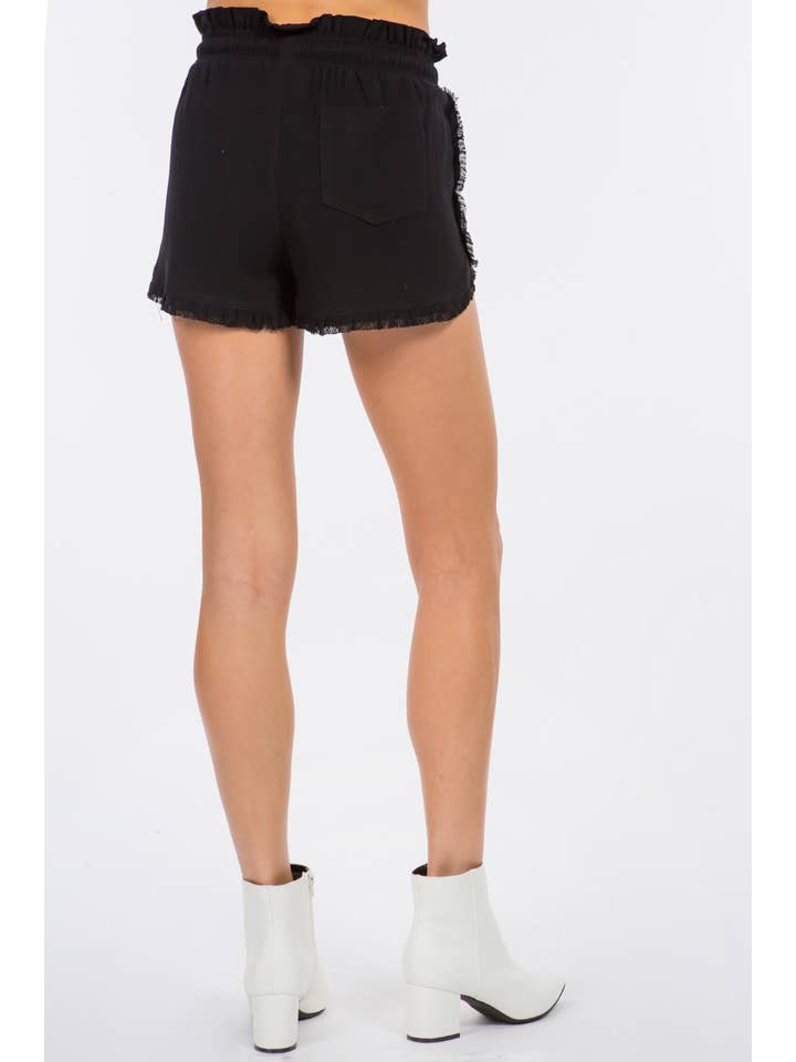 Whiteroom+Cactus – Calções – Mulher por atacado – Shorts Tassel Trim Detail - PRETO2
