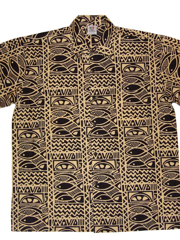 Camisa Cabana - Fishy Story por atacado de Rum Reggae Clothing