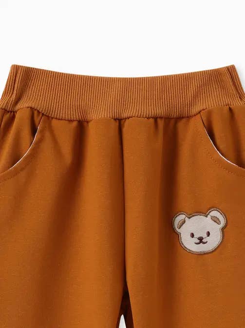 PatPat - Wholesale Top & trousers set – Baby - 2pcs Baby/Toddler Girl/Boy Solid Bear Pattern Sweatshirt Set5